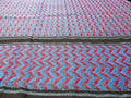 Palestinian shemagh scarf gray blue and red rajaeen