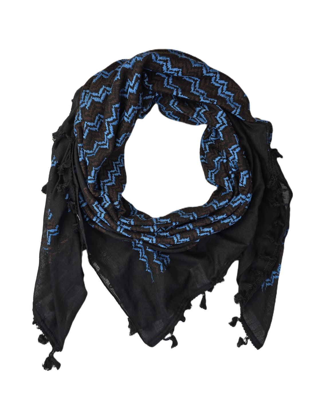 black, blue and brown keffiyeh rajaeen