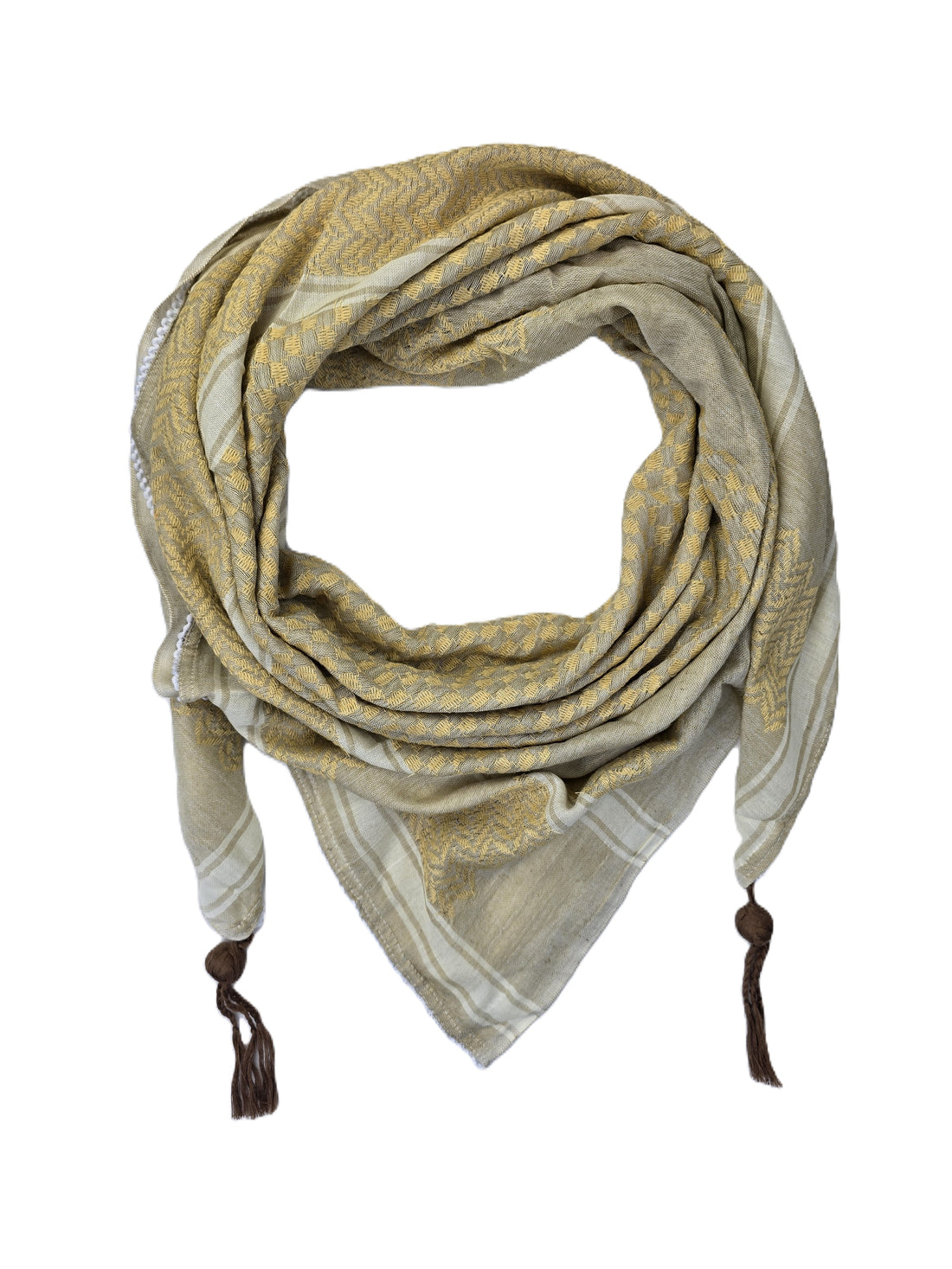 gold and white keffiyeh rajaeen