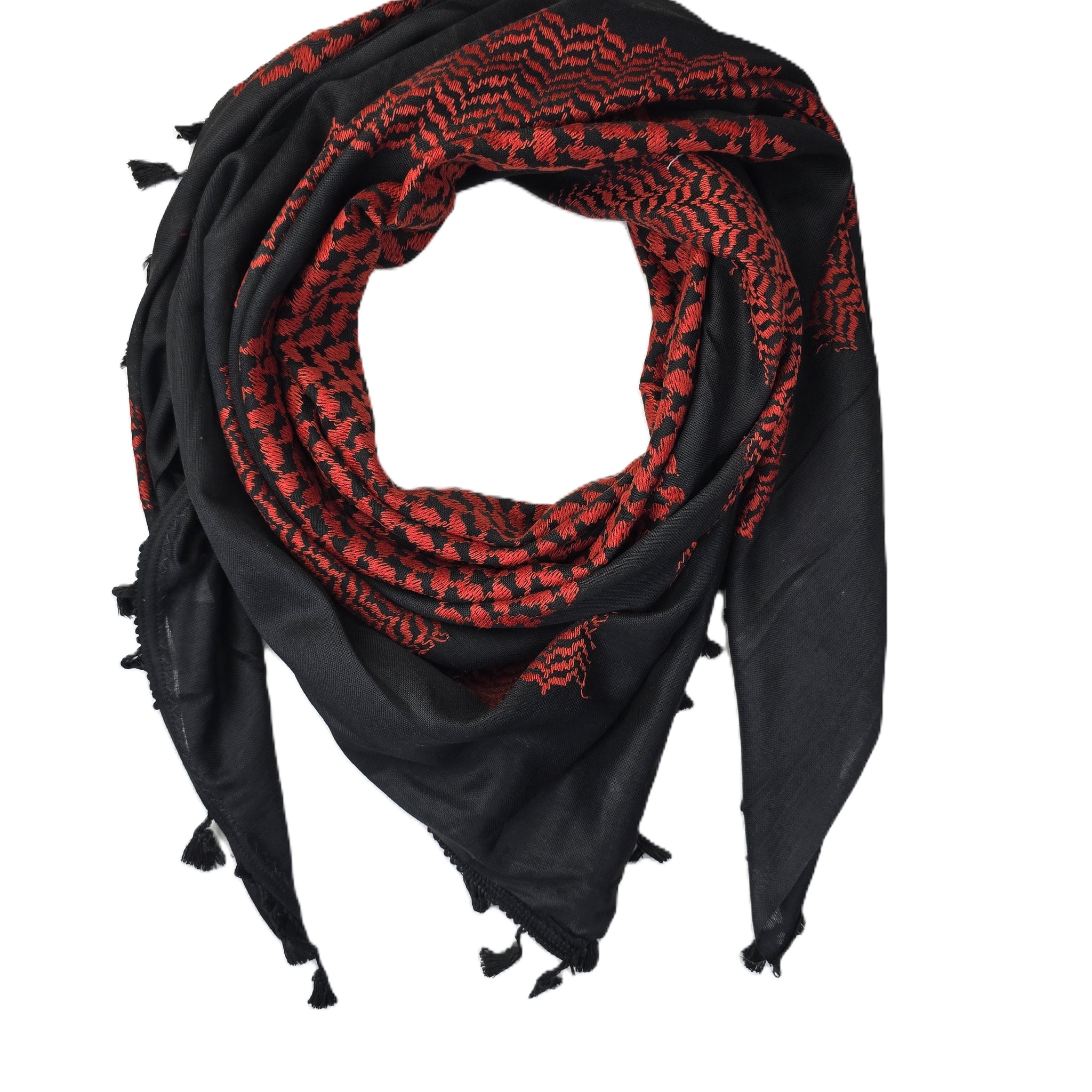 palestanian red and black keffiyeh scarf rajaeen