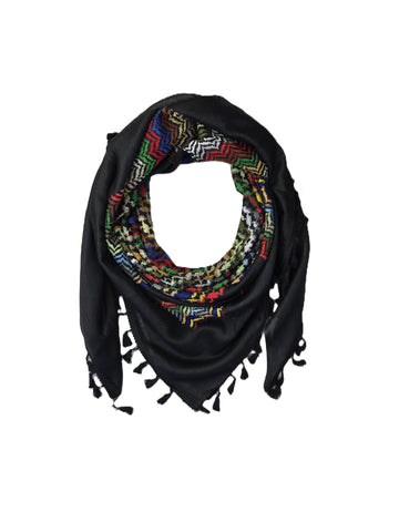 colorful keffiyeh red on black base rajaeen