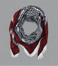 embroidered keffiyeh shemagh in black white and red color rajaeen