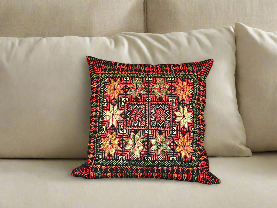 embroidered black and red pillow covers set rajaeen