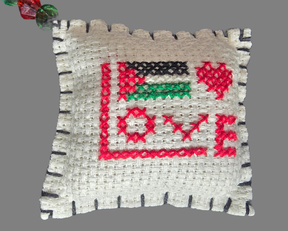 Handmade Embroidered Palestine Flag Keychain β I Love Palestine