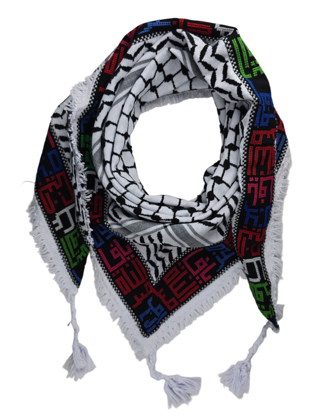palestine city names embroidered keffiyeh made in syria rajaeen
