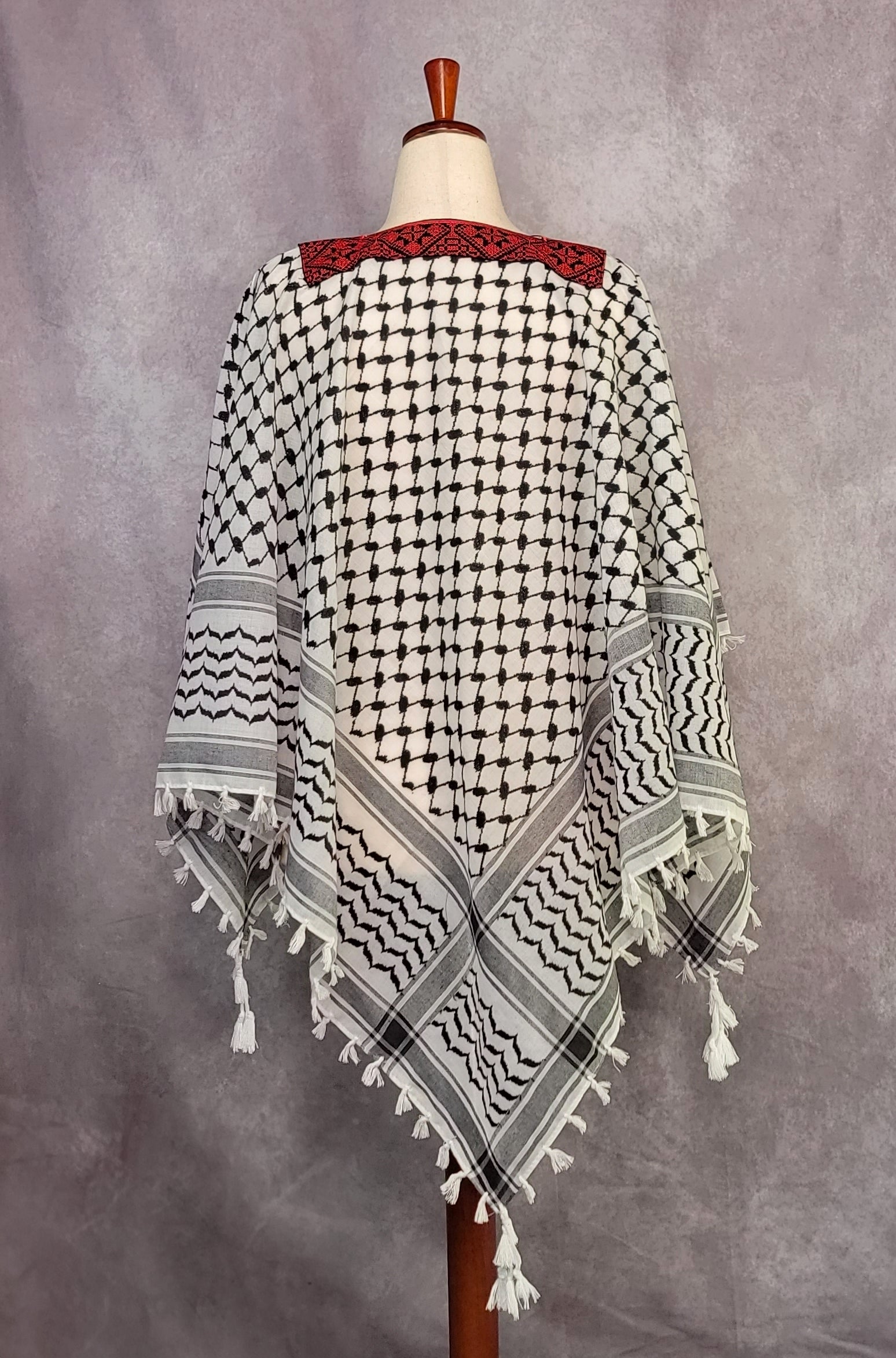 embroidered keffiyeh shawl back rajaeen