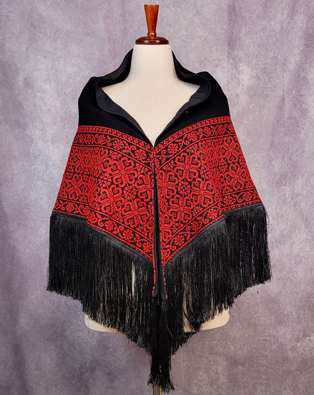 red embroidery shawl rajaeen