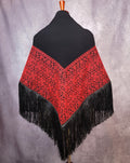 black and red embroidery shawl rajaeen