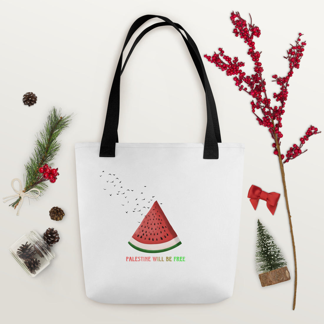 watermelon illustration tote bag rajaeen