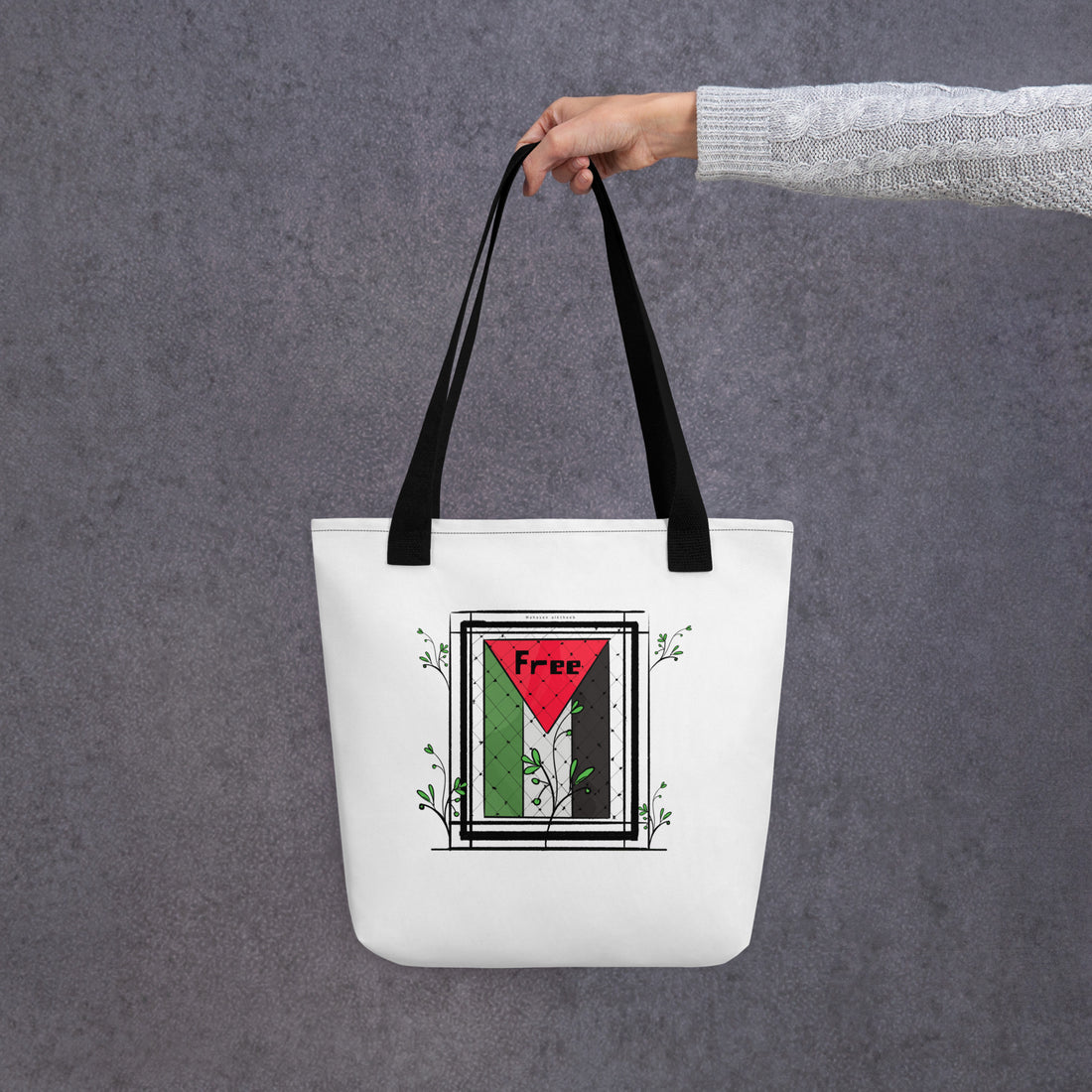 palestine flag art tote bag rajaeen