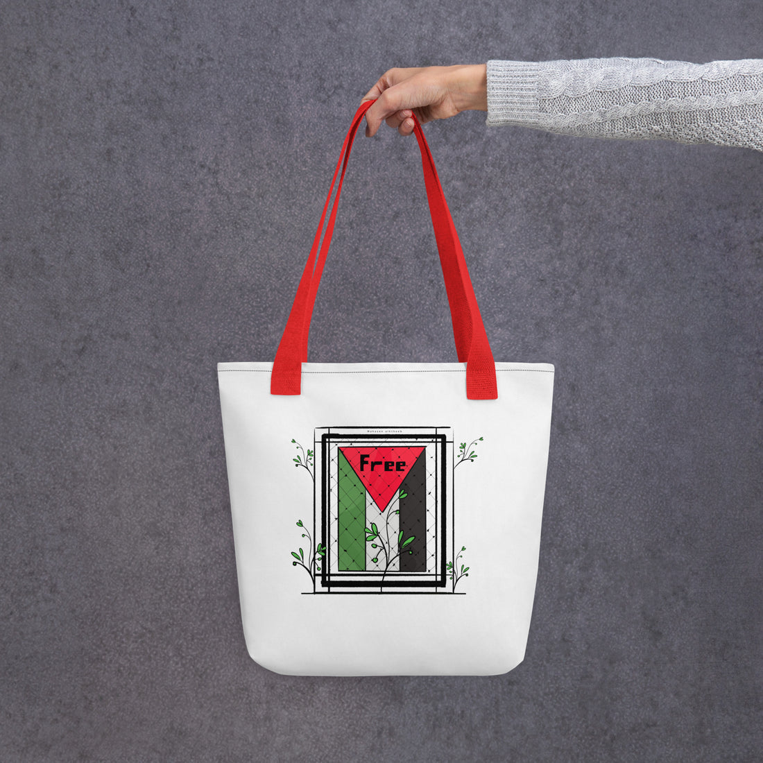 palestine flag art tote bag rajaeen