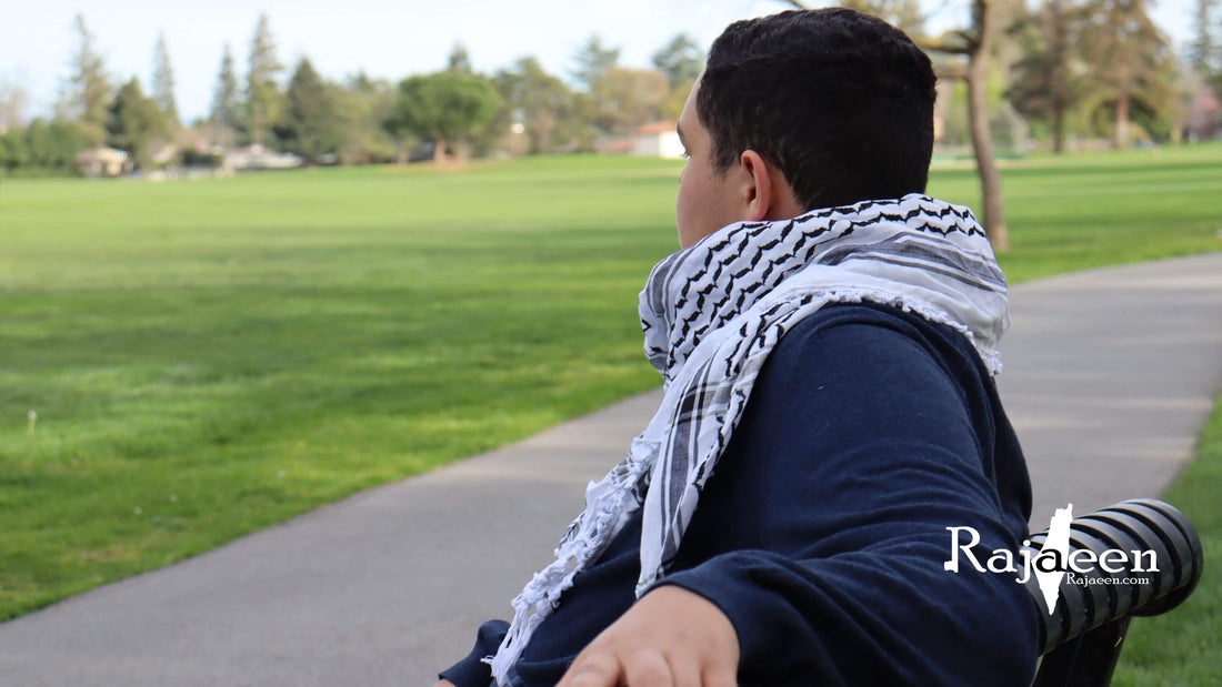 black and white keffiyeh shemagh rajaeen