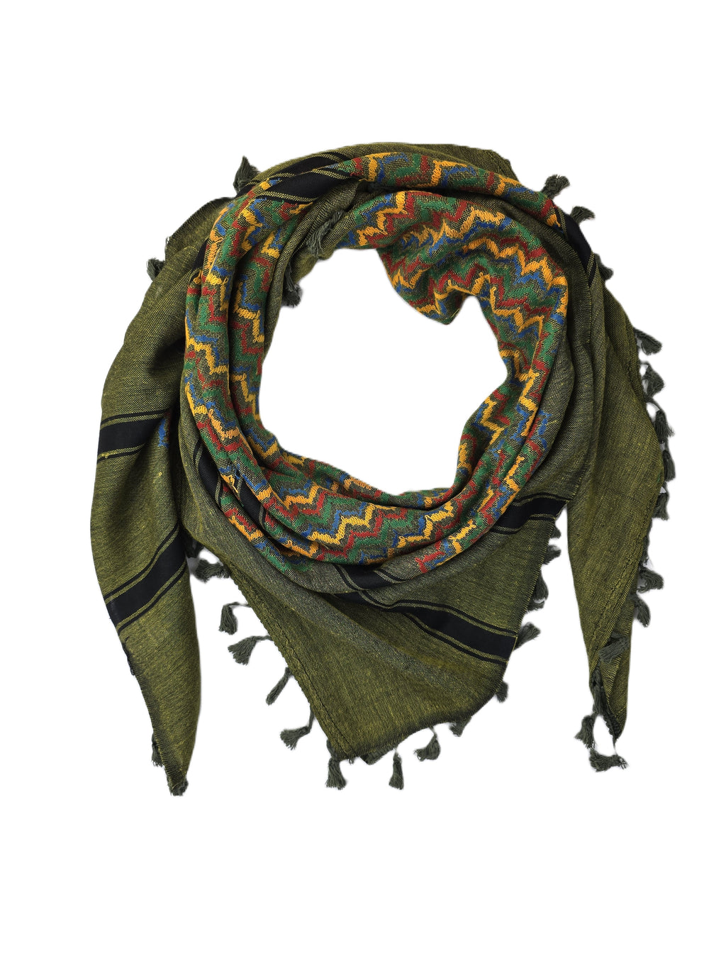 Keffiyeh Scarf Made in Palestine -  Colorful Olive