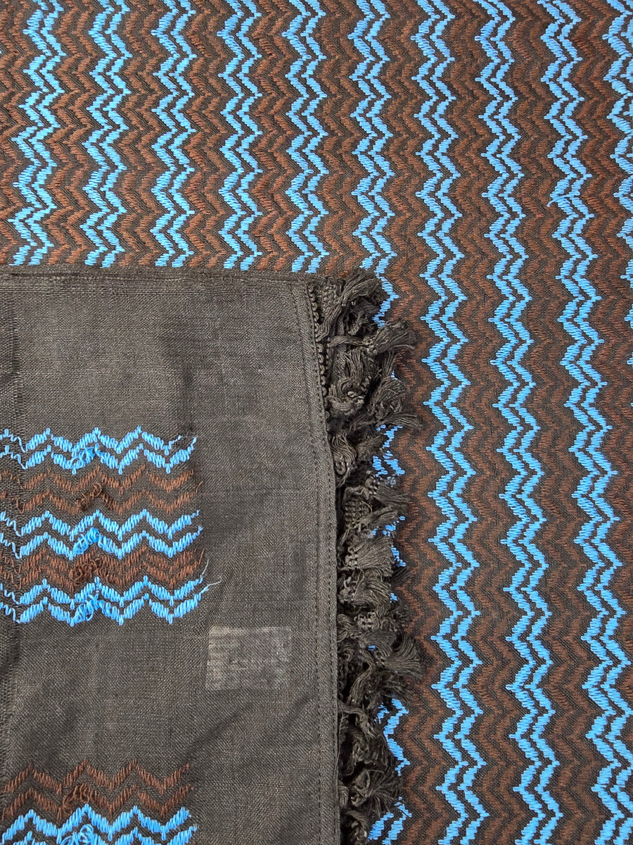 Palestinian Keffiyeh Brown with Black and Blue – Rajaeen.com