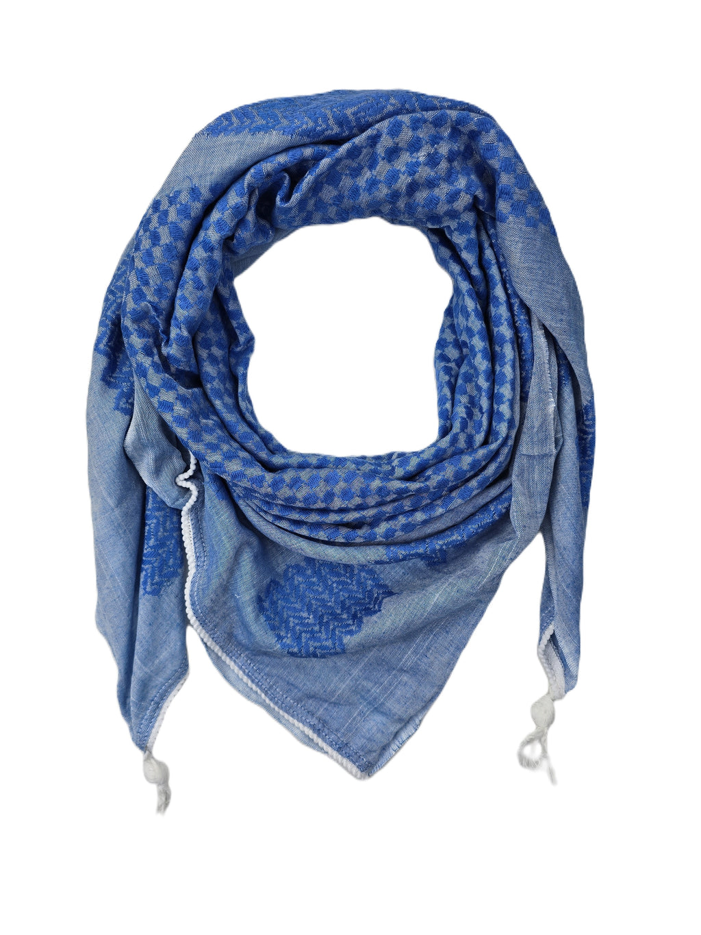 Keffiyeh, Shemagh Scarf Made in Palestine - Gray and Blue