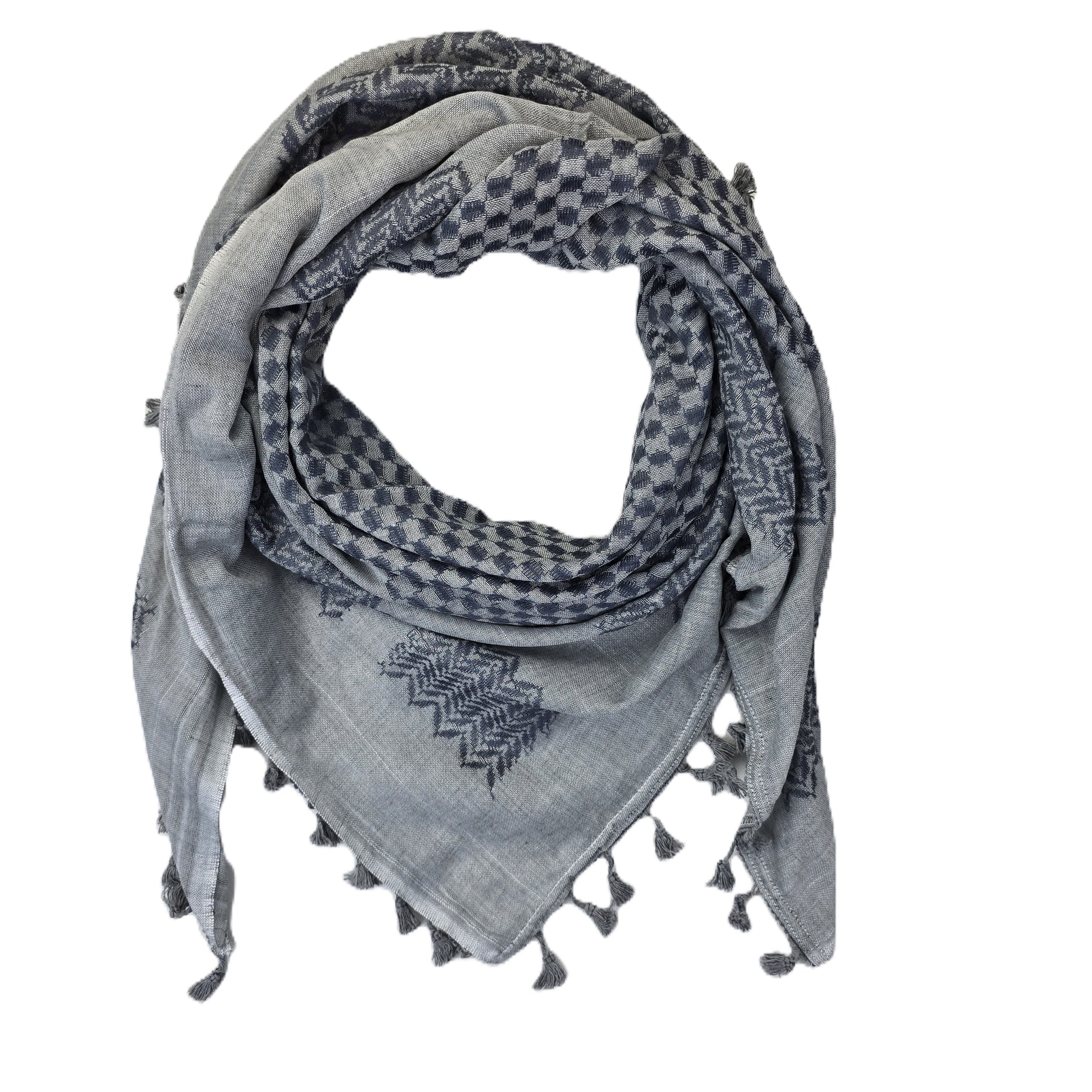 gray and black keffiyeh rajaeen