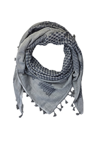 gray and black keffiyeh rajaeen