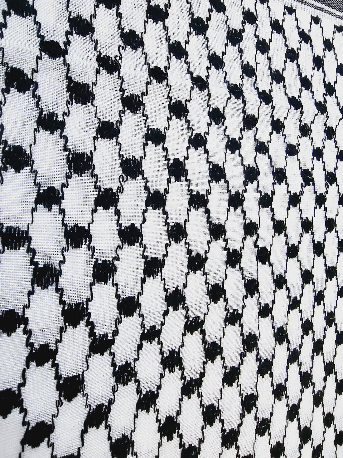 Traditional Black and White - Narrow Pattern Kufiya, Keffiyeh, Shemagh