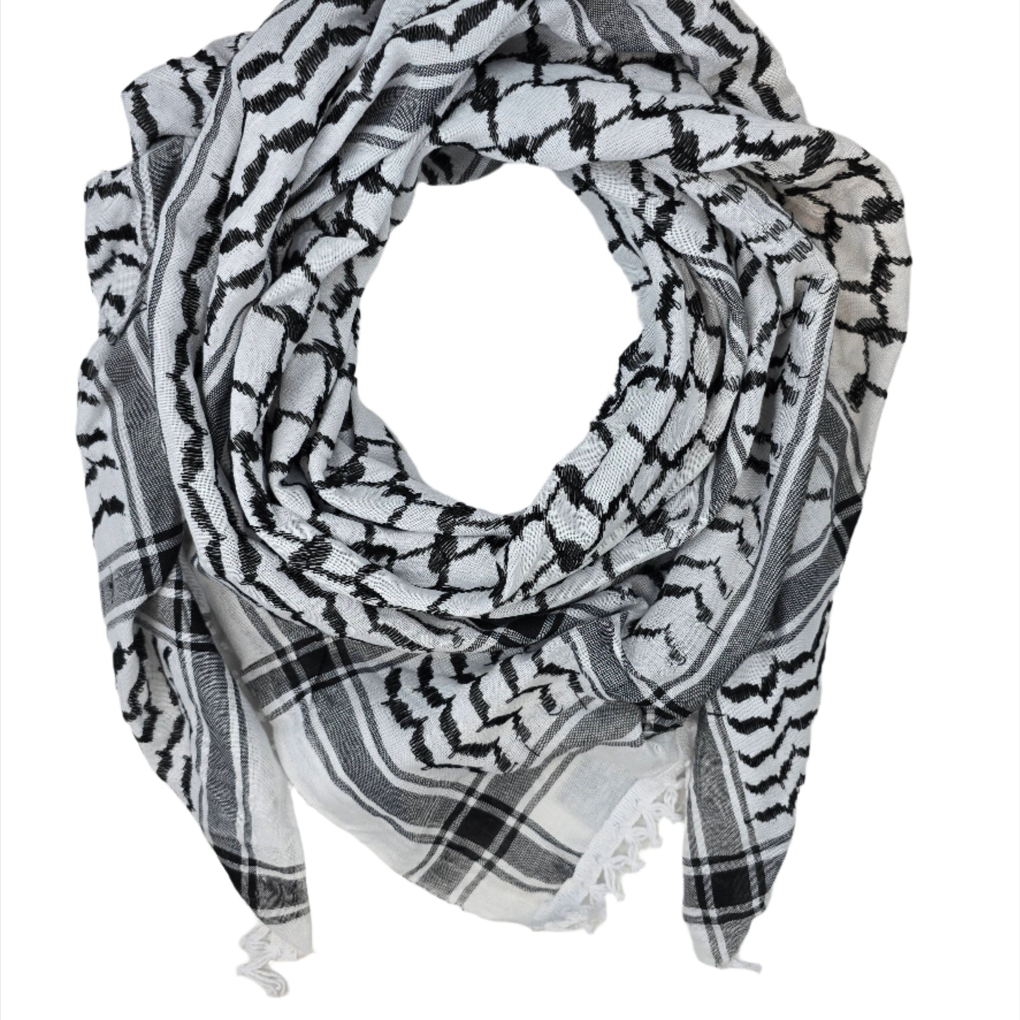 Black and White Keffiyeh - Made in Nablus, Palestine