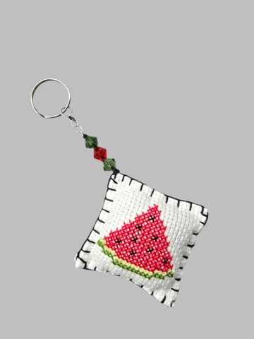 Handmade Embroidered Watermelon Keychain – A Symbol of Solidarity