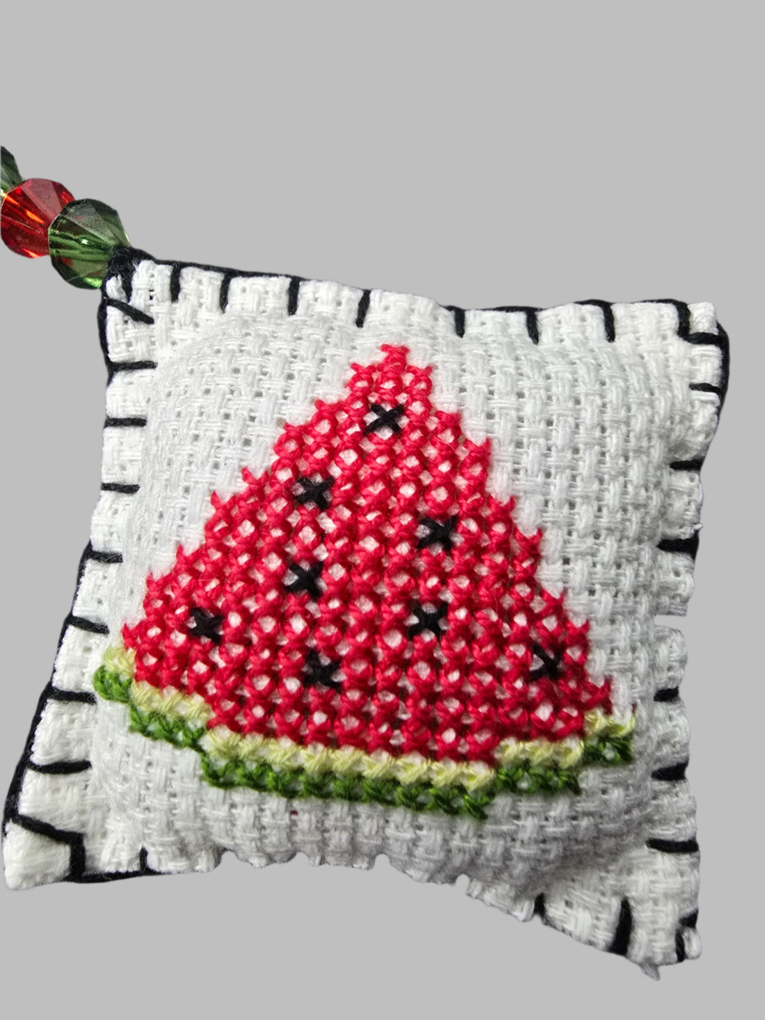 Handmade Embroidered Watermelon Keychain – A Symbol of Solidarity