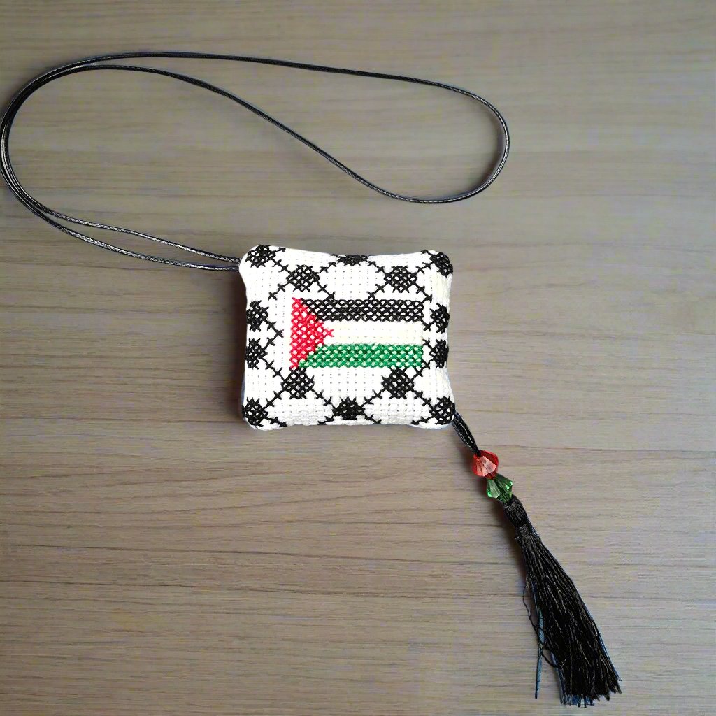 Handmade Embroidered Palestine Flag Keychain – A Symbol of Solidarity