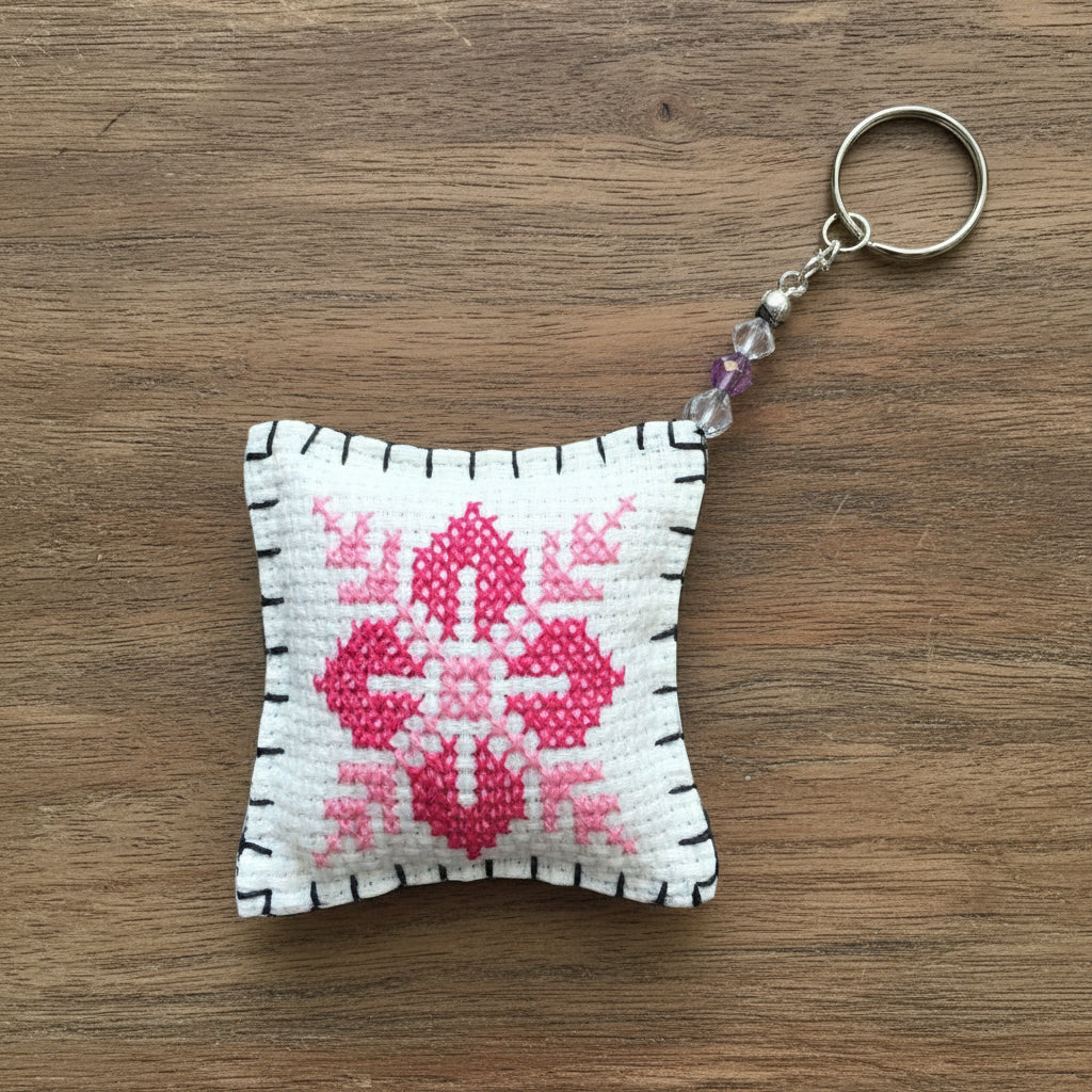 Handmade Embroidered Tatreez Flower Keychain – A Symbol of Solidarity