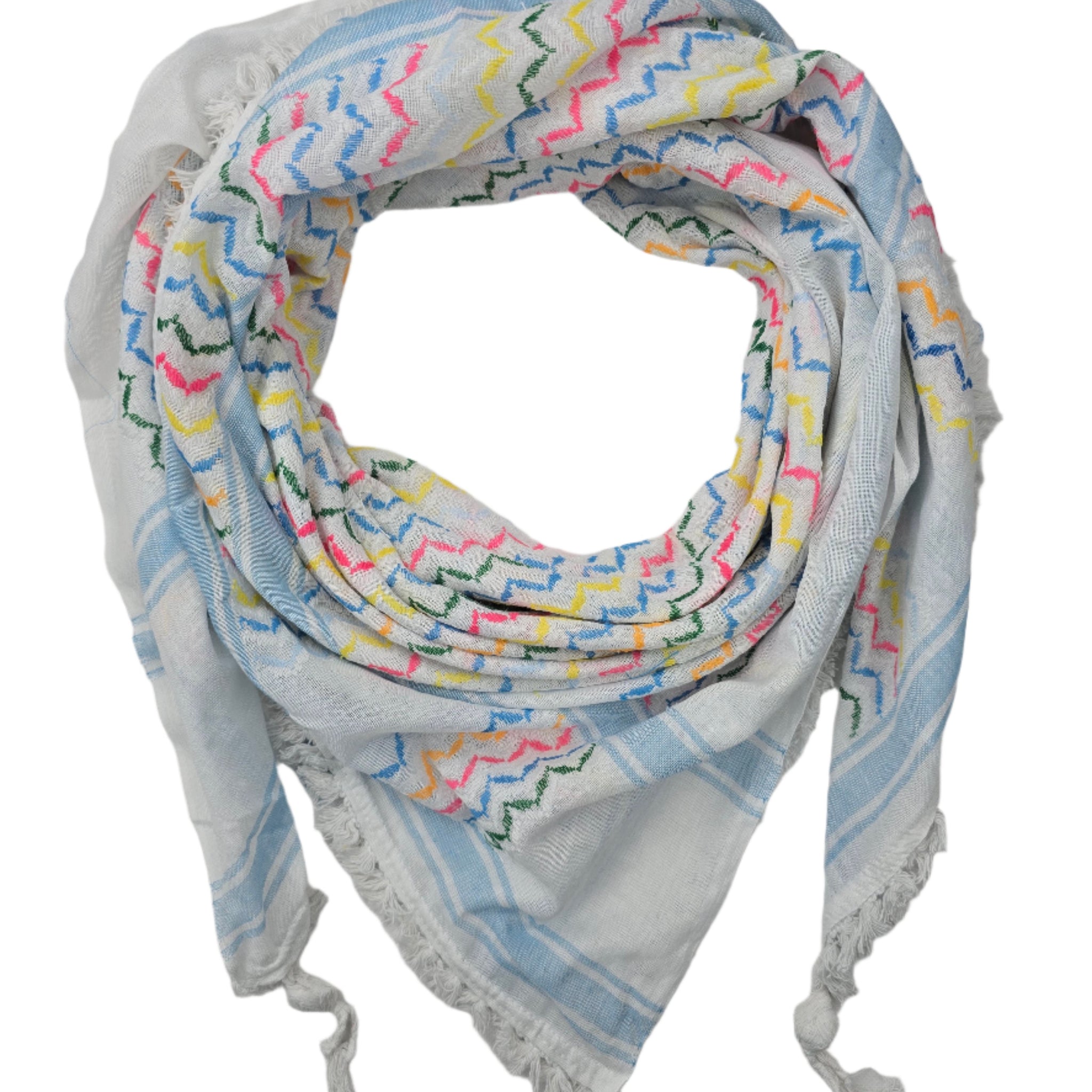 Colorful Blue Keffiyeh Made in Palestine