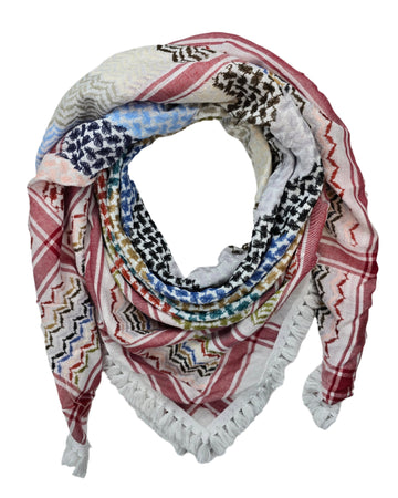 Nablus Colorful Keffiyeh - Made in Nablus, Palestine - 4 Side Trim