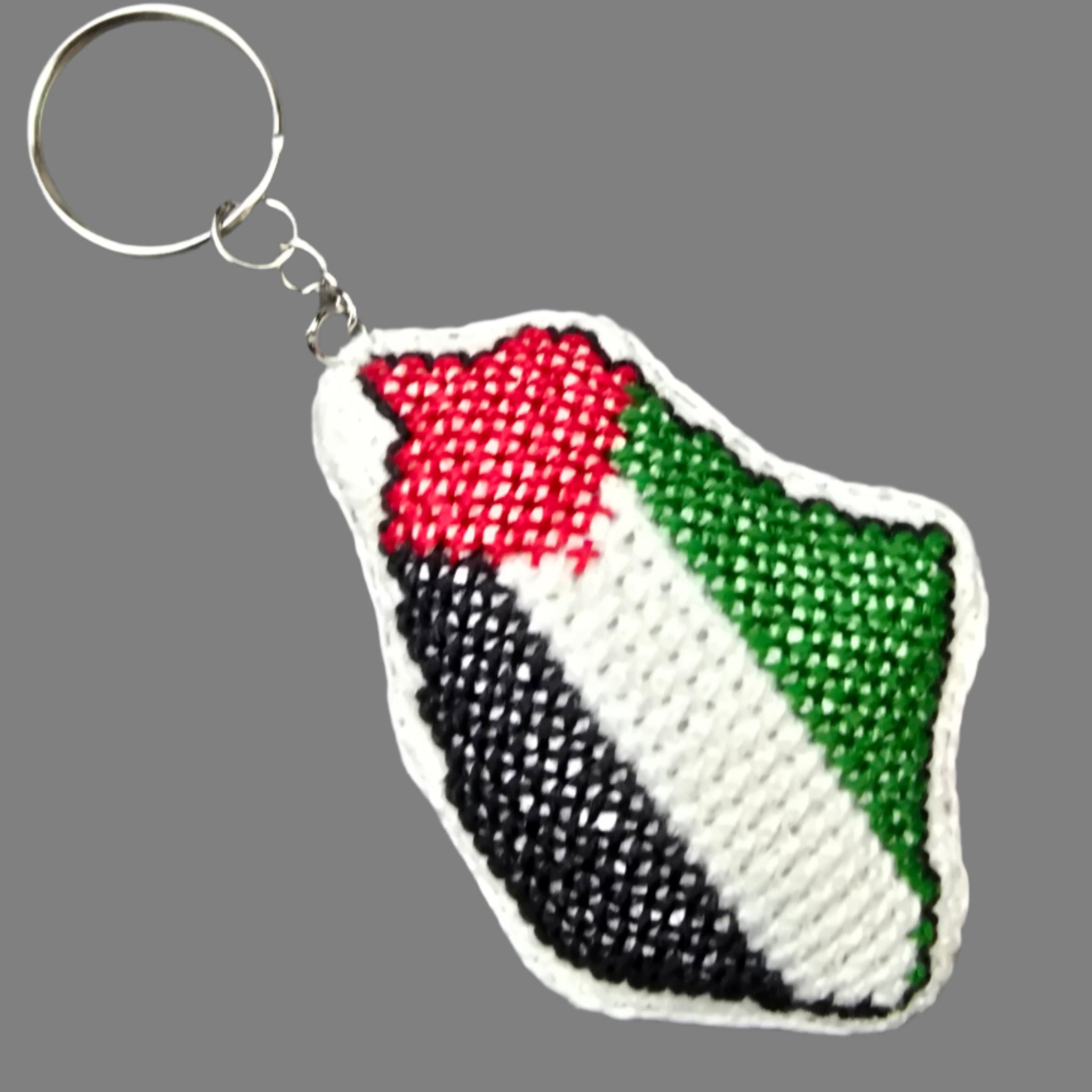 Handmade Embroidered Keychain - Palestine Map