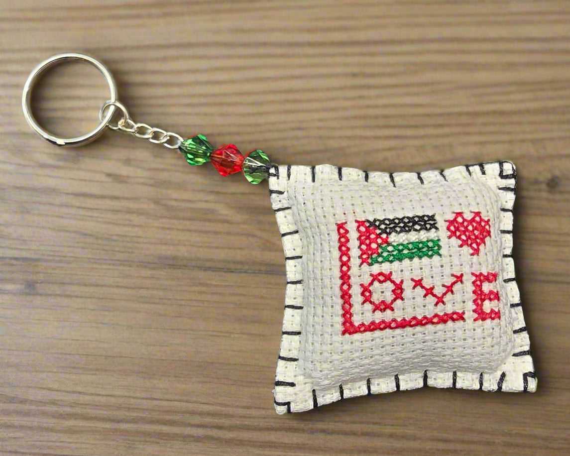 Handmade Embroidered Palestine Flag Keychain – I Love Palestine