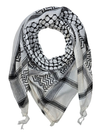 Traditional Black and White - Narrow Pattern Kufiya, Keffiyeh, Shemagh