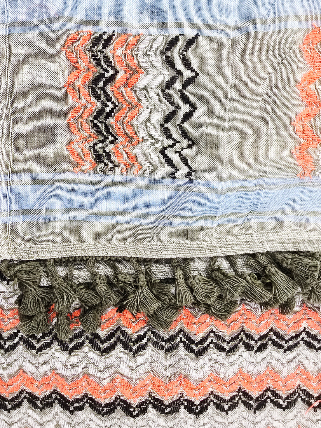 Shemagh Keffiyeh Scarf - Made in Palestine - Sage and Orange