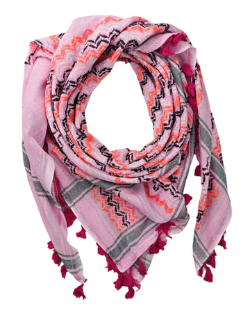 Shemagh Keffiyeh Scarf - Made in Palestine - Pink and Orange