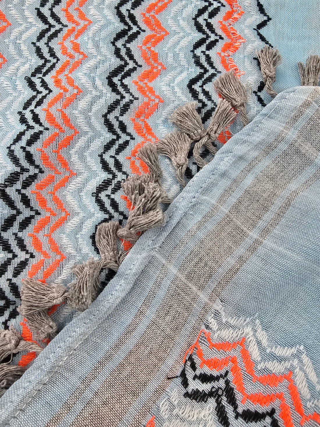 Shemagh Keffiyeh Scarf - Made in Palestine - Blue and Orange