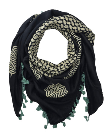 Shemagh Keffiyeh Scarf - Made in Palestine - Black and Glod