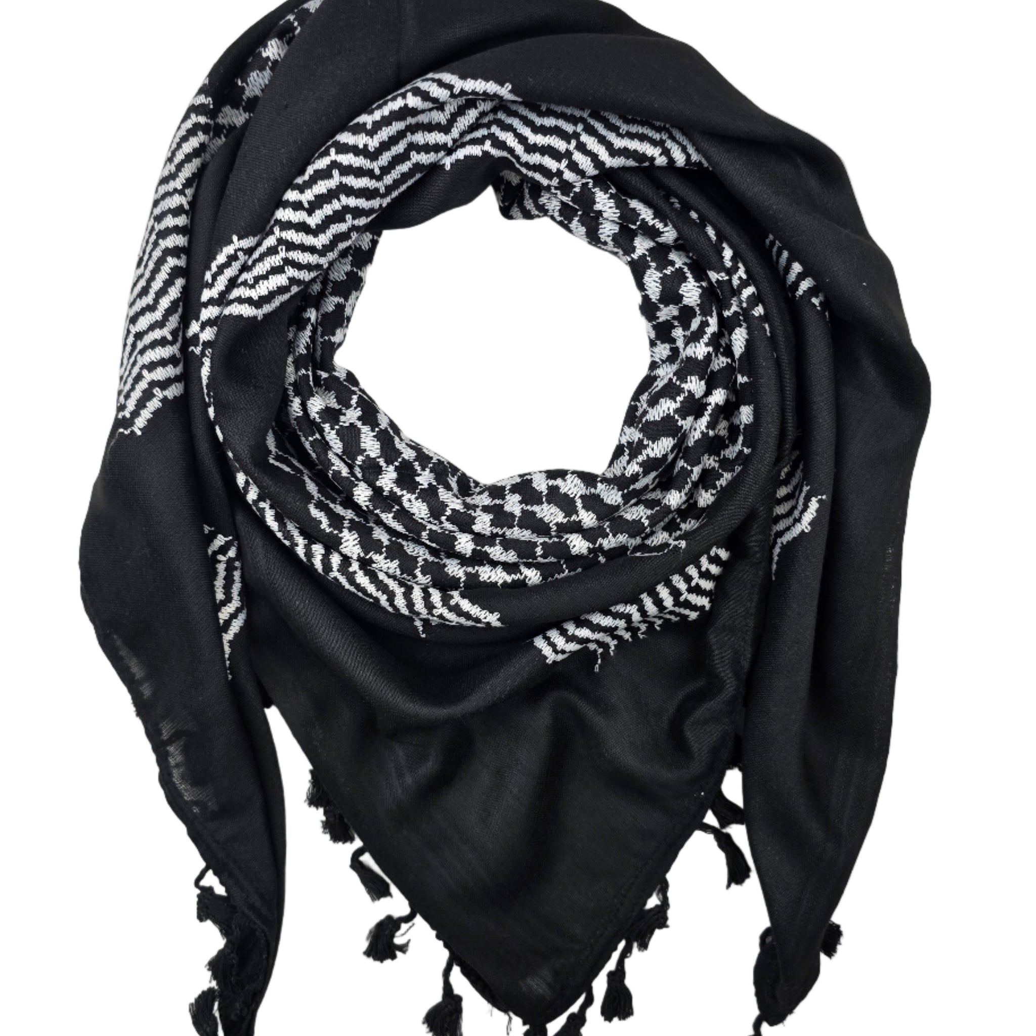 Black Shemagh Keffiyeh Narrow - Made in Palestine