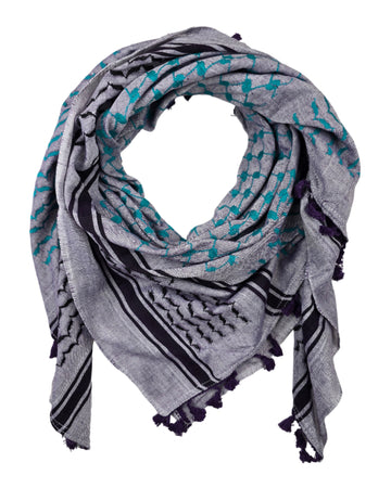 Purple and Turquoise Keffiyeh Scarf - Made in Palestine