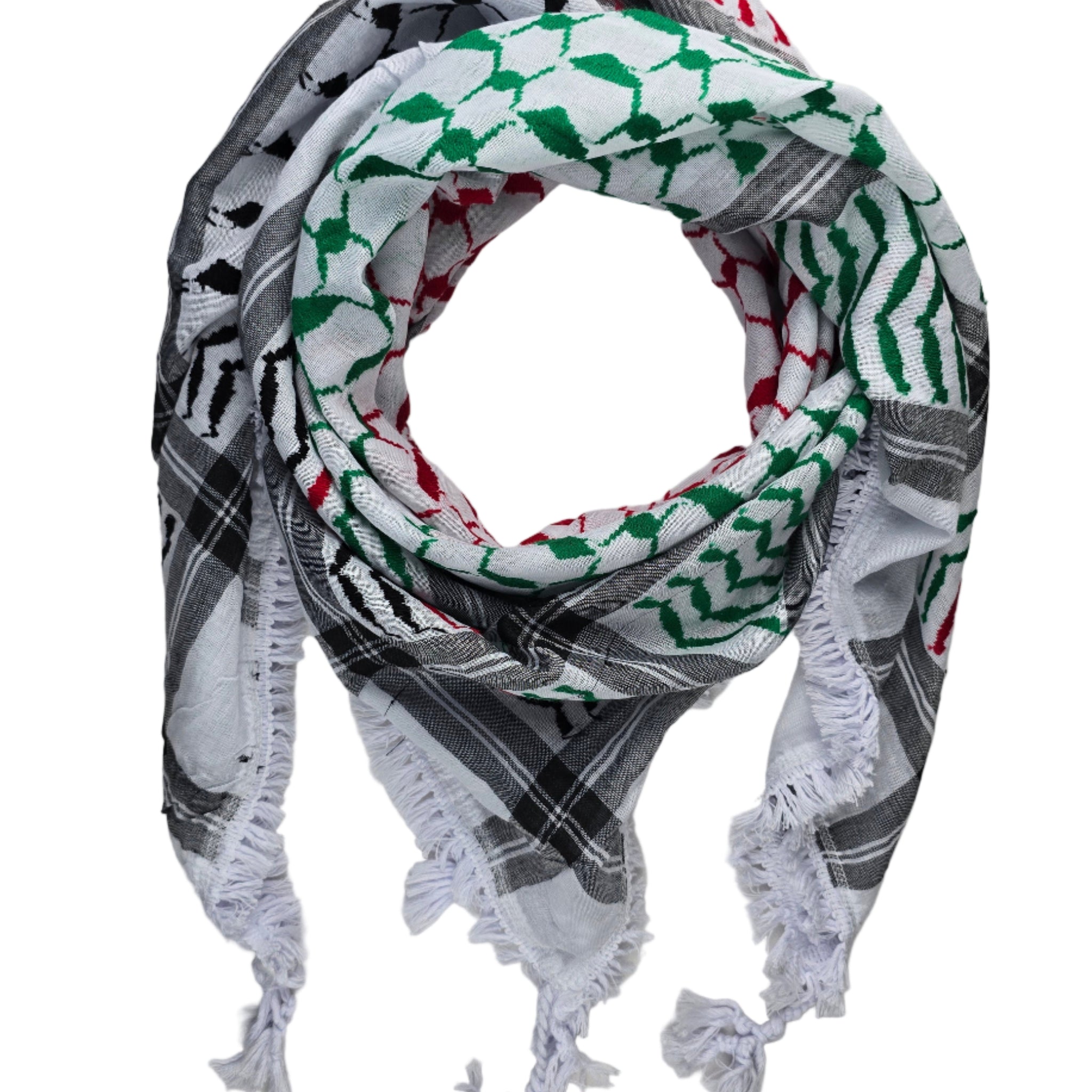 Made in Syria - Keffiyeh Shemagh - Palestine Flag Color