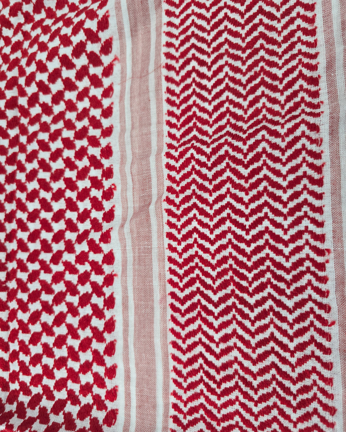 Red and White Keffiyeh  – Woven in Syria