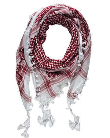Red and White Keffiyeh  – Woven in Syria