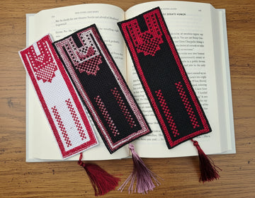 Handmade Embroidered Bookmark - Heba Obied - Palestinian Thobe Pattern