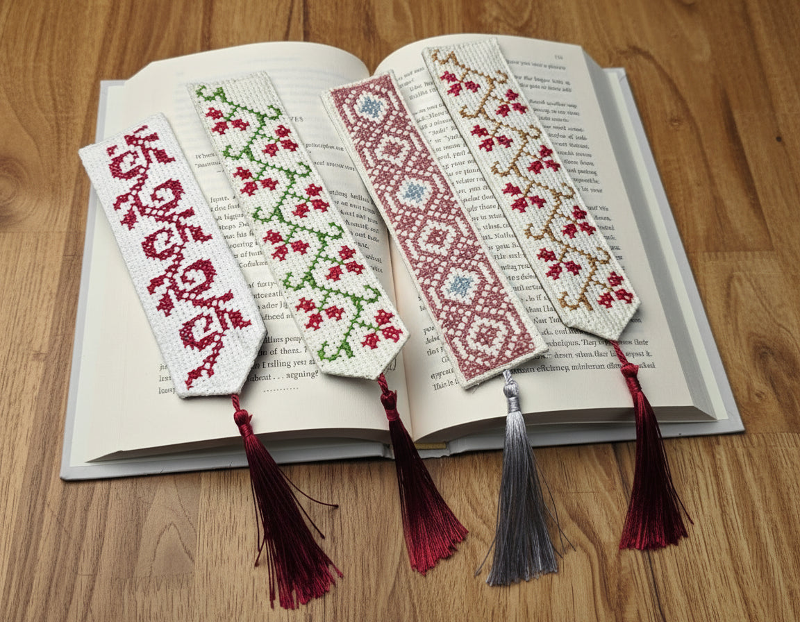 Handmade Embroidered Bookmark - Heba Obied - Floral & Geometric Collection