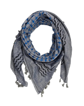 Keffiyeh Shemagh Scarf - Gray and Blue