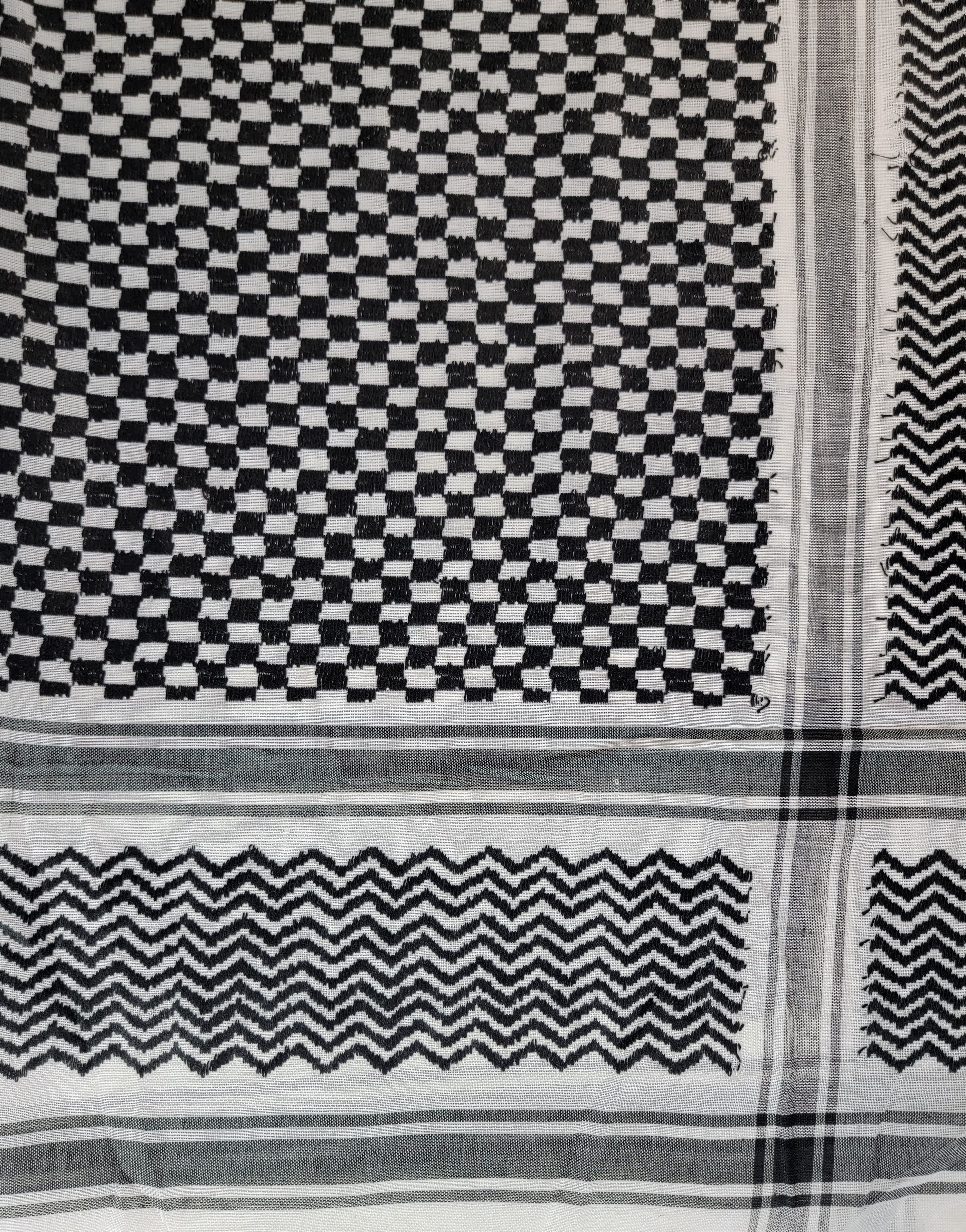 Keffiyeh Scarf Made in Palestine - Shamya - Black and White Color