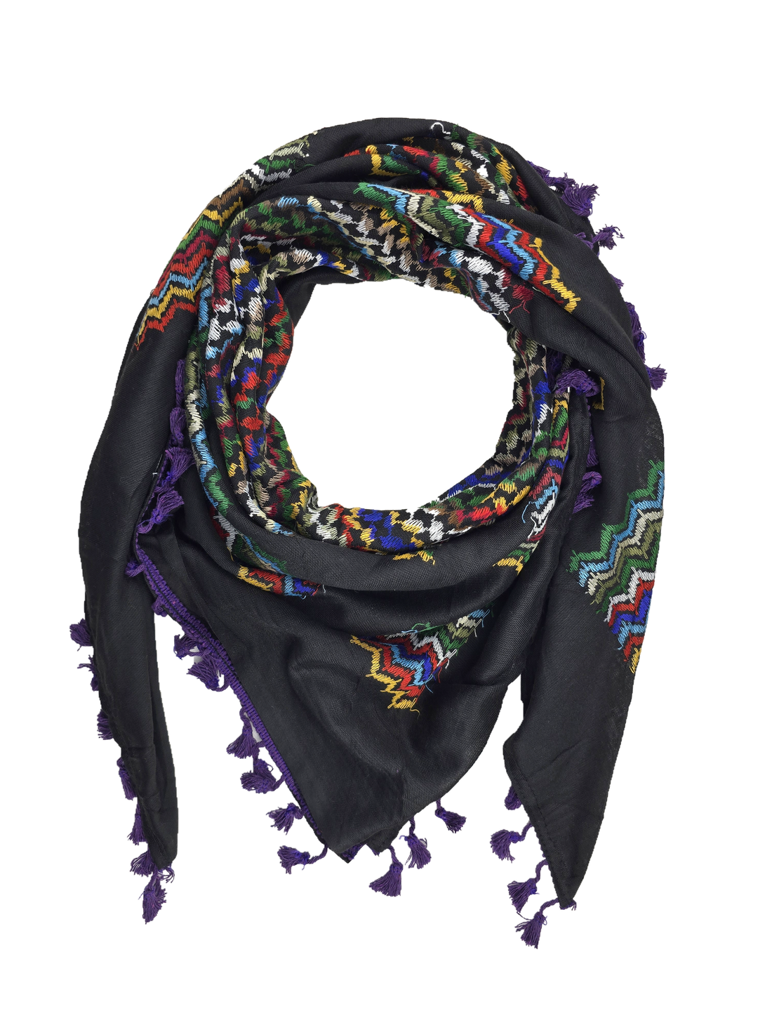 Colorful Palestinian Keffiyeh Red on Black Made in Palestine