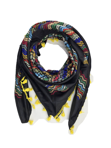 Colorful Palestinian Keffiyeh Red on Black Made in Palestine