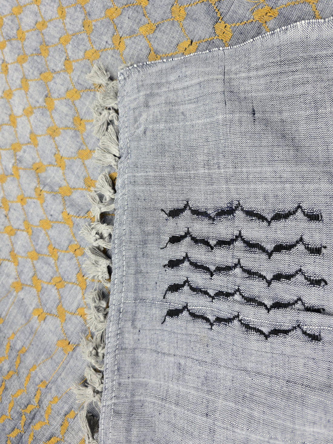 Keffiyeh Shemagh Scarf - Gray and Yellow