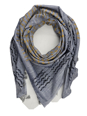 Keffiyeh Shemagh Scarf - Gray and Yellow