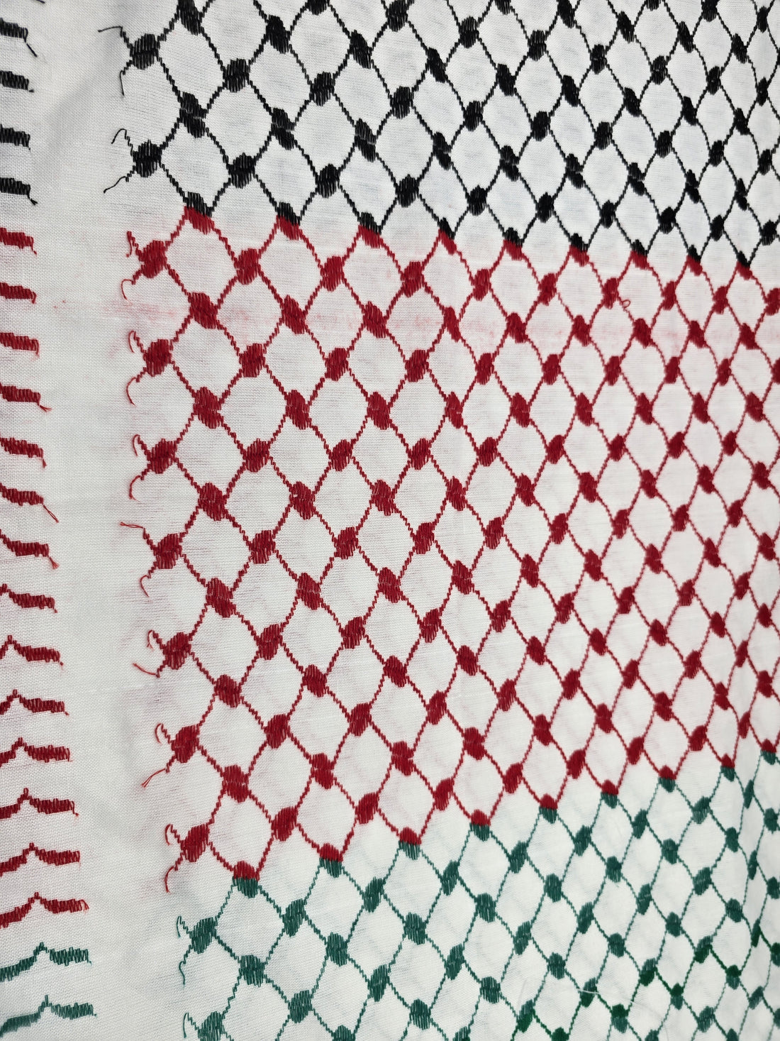 Palestinian Flag Keffiyeh Scarf - Made in Palestine - White Base